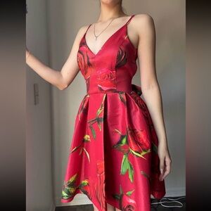 Floral Red Dress